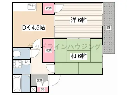 ヒルクレスト和田4号棟(2DK/1階)の間取り写真