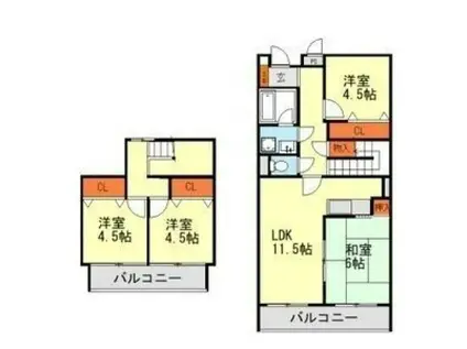 ハイツホロン(4LDK/4階)の間取り写真