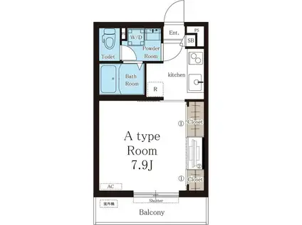 リブリ花菜I(1K/2階)の間取り写真