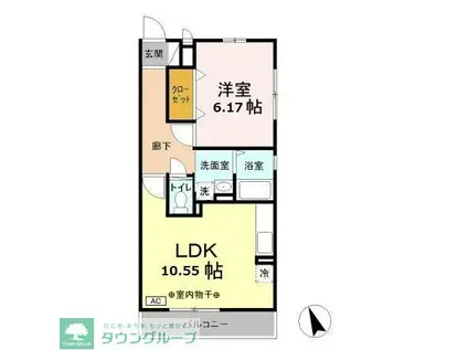 ソフィア三反田(1LDK/2階)の間取り写真