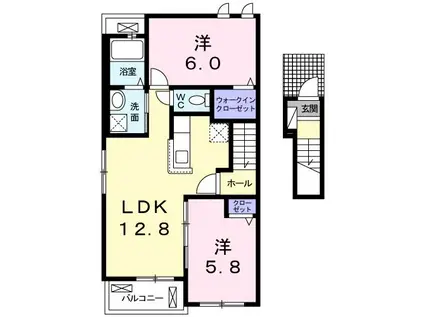 キャッスルアントレ アネックス(2LDK/2階)の間取り写真