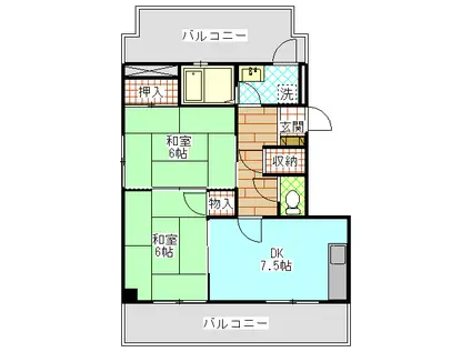 香蘭マンション(2DK/5階)の間取り写真
