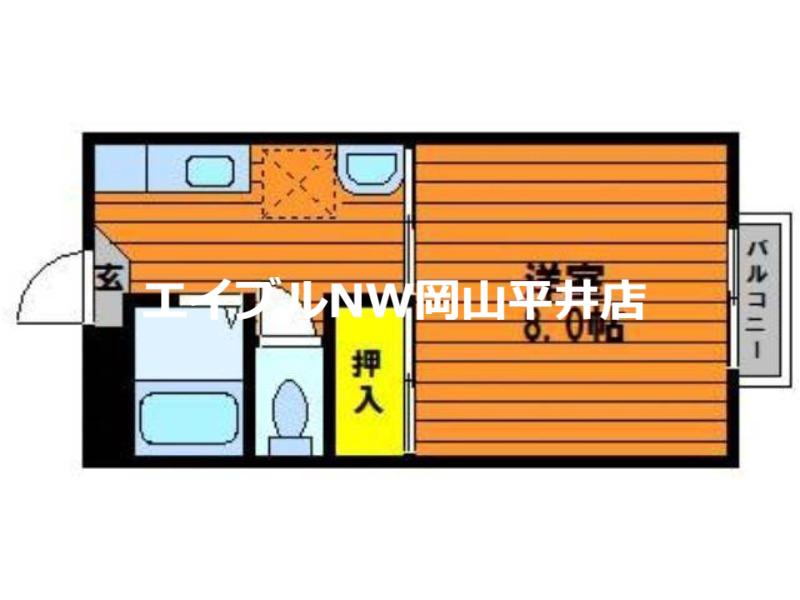レピュート川合(1K/2階)の間取り写真