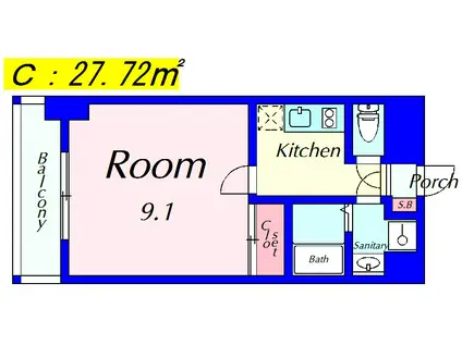 エンゼルプラザ瀬田駅前(1K/9階)の間取り写真