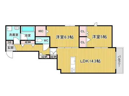 STELLA MAISON UEIKEDA(2LDK/2階)の間取り写真