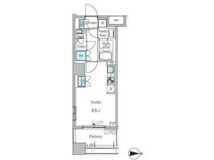 パークキューブ亀戸(ワンルーム/13階)の間取り写真