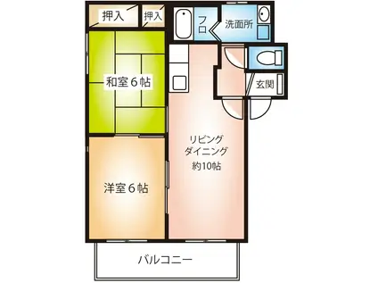 ピアシャルマン(2LDK/2階)の間取り写真