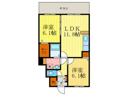 ジャルディーノ・ア・カーサ(2LDK/1階)の間取り写真