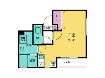 REAL BLOSSOM III(ワンルーム/1階)の間取り写真