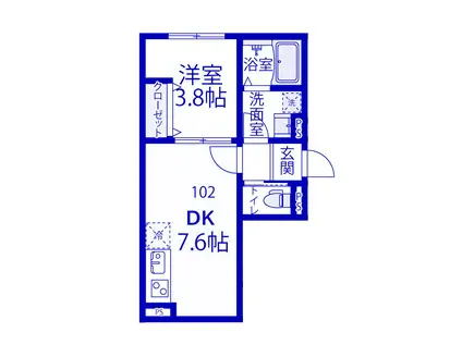 ヴィラシリウス(1DK/1階)の間取り写真