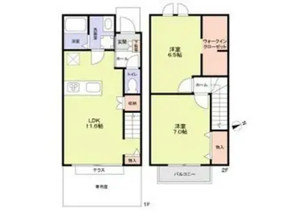 フェーデル アケボノ(2LDK/1階)の間取り写真