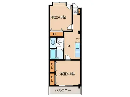 デイグラン モンテヴィラ(2K/2階)の間取り写真