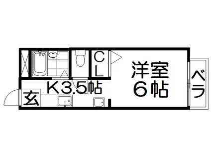 トランクウィル(1K/1階)の間取り写真