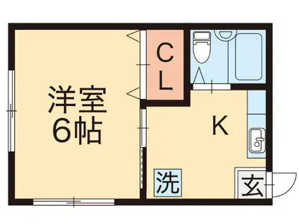 コーポ秀和B(1K/1階)の間取り写真