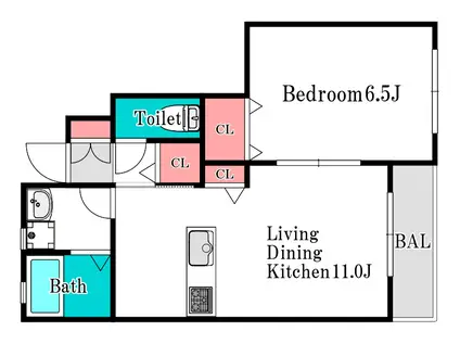アルファ・綾南(1LDK/1階)の間取り写真