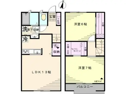 ソレアードカーサII(2LDK/2階)の間取り写真