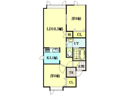 イムーヴルII(2LDK/2階)の間取り写真