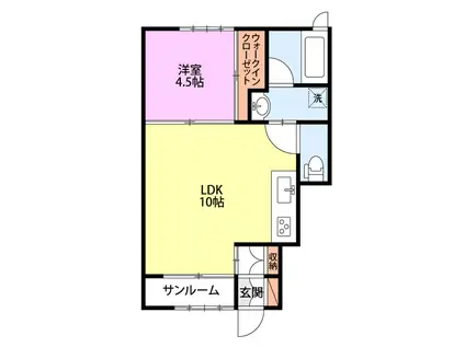 APARTMENT十三(1LDK/1階)の間取り写真