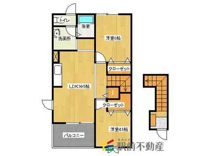 クレージュ都府楼南(2LDK/2階)の間取り写真