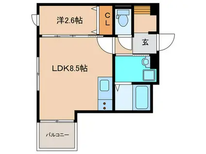 GLAN仙台(1LDK/2階)の間取り写真