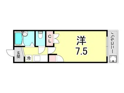 フルーレゾン神戸(1K/4階)の間取り写真