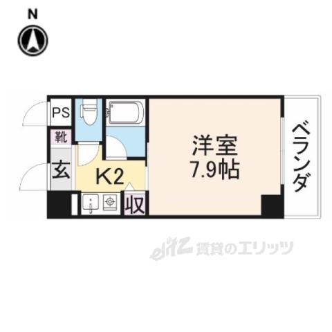 オーキッドあやめ池(1K/1階)の間取り写真