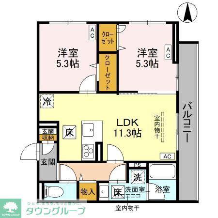 エリシアガーデン(2LDK/1階)の間取り写真