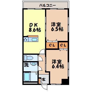 ハイアットコート(2DK/4階)の間取り写真