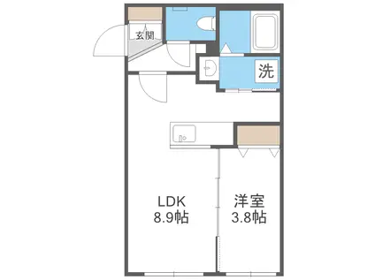 地下鉄東豊線 東区役所前駅 徒歩6分 4階建 築1年(1LDK/1階)の間取り写真