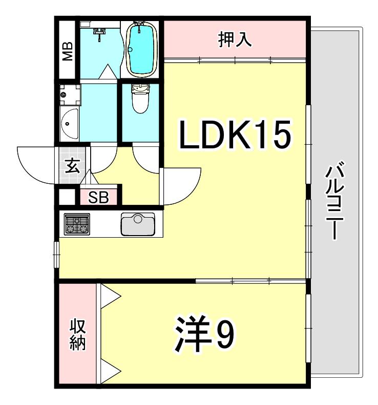 ベルイルモ塩屋(1LDK/3階)の間取り写真