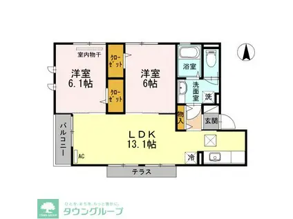 フローラ祖師谷(2LDK/1階)の間取り写真