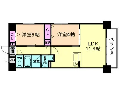 FELIZ VIDA福島(2LDK/3階)の間取り写真