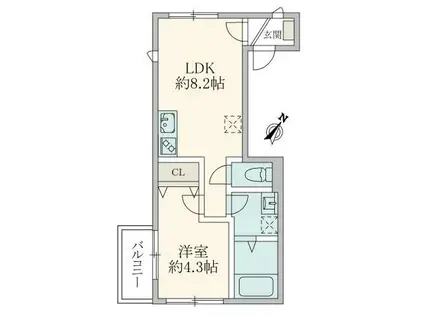 六本木ルガロ(1LDK/2階)の間取り写真