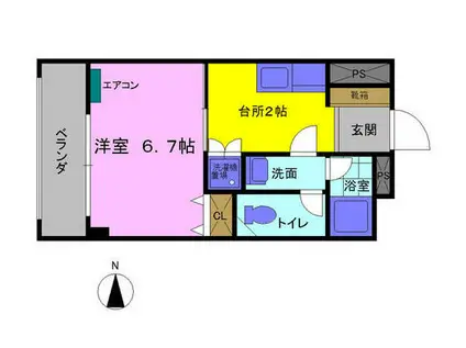 サンライト春日(1K/4階)の間取り写真