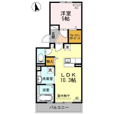 エスポワール中村(1LDK/3階)の間取り写真