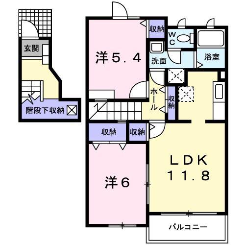 エクセランII(2LDK/2階)の間取り写真