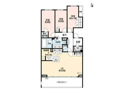 ザ・パークハウス浜田山季の杜(3LDK/3階)の間取り写真