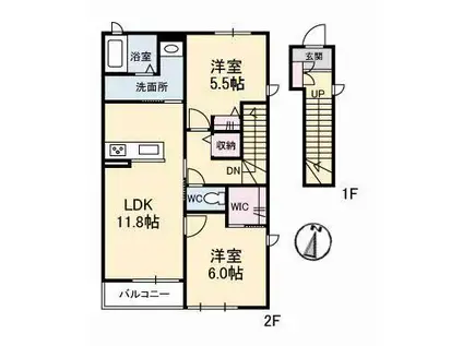 ベルプラージ(2LDK/2階)の間取り写真