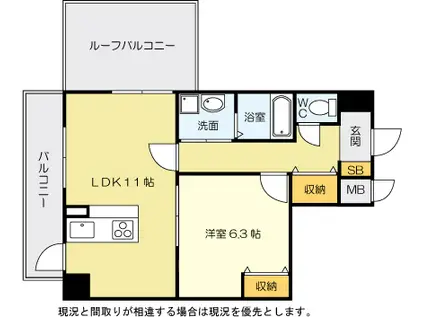 BERGAMOTTO三萩野(1LDK/7階)の間取り写真