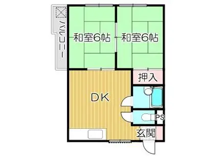 木田マンション(2DK/1階)の間取り写真