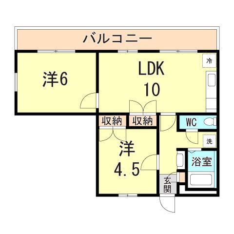 ダイコーポ西藤江(2DK/1階)の間取り写真
