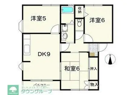 ハイムクレール市ヶ尾A(3LDK/1階)の間取り写真