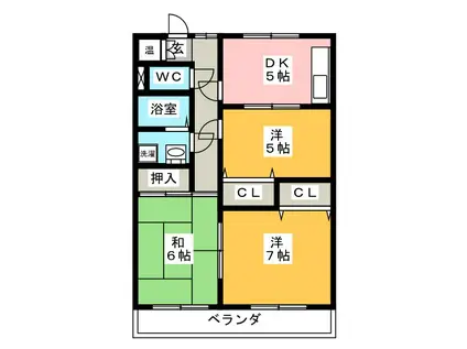 コーポ匠 D棟(3DK/2階)の間取り写真