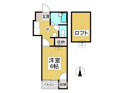 パライーソ草間(1K/1階)の間取り写真