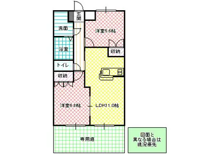 BRILLIANT FORTUNE(2LDK/1階)の間取り写真