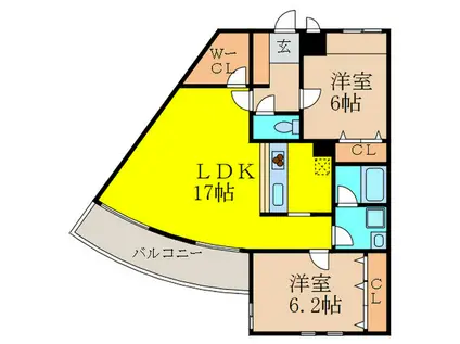 FALALA御影(2LDK/2階)の間取り写真