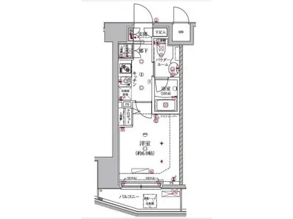 クレイシア大井町(1K/6階)の間取り写真