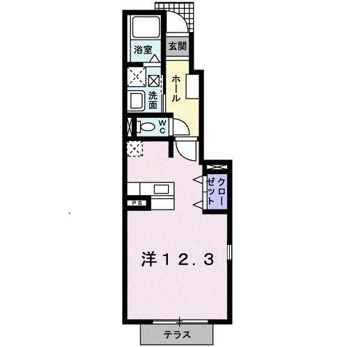 フローラル奥田A(ワンルーム/1階)の間取り写真