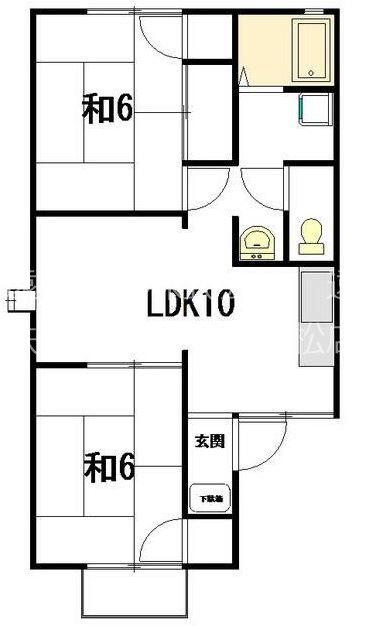 ハピネスエル(2LDK/2階)の間取り写真