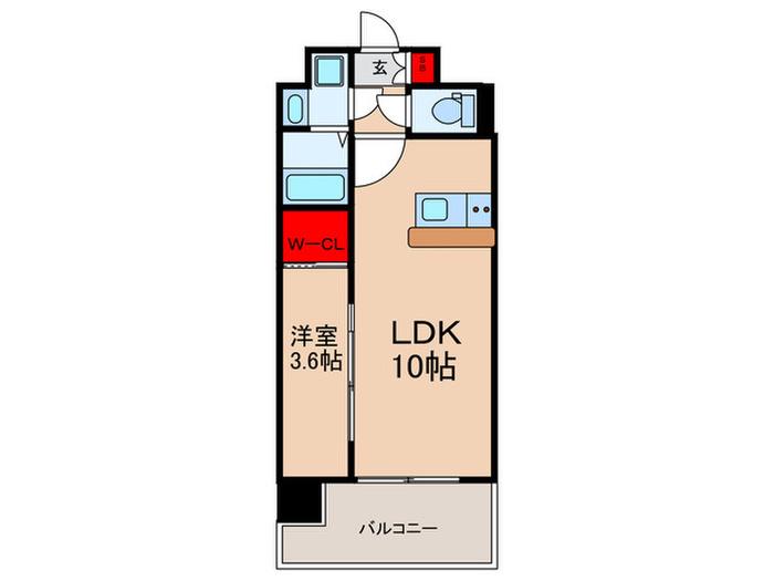 リヴェント玉造(1LDK/11階)の間取り写真